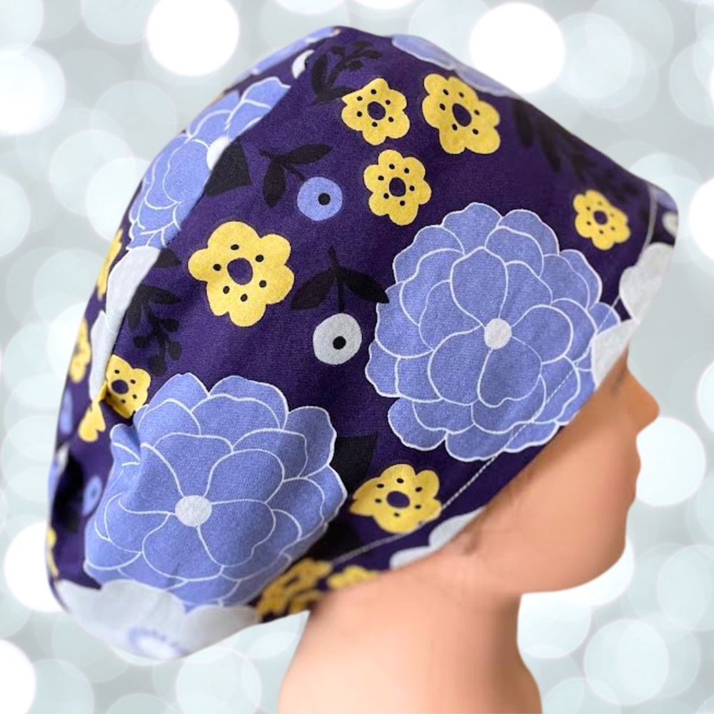 EURO Style Scrub Cap Floral~ | Scrub Hats women| euro style surgical| handmade